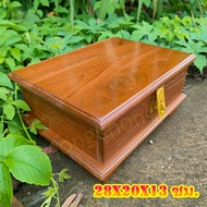 MK42 กล่องใส่ของเอนกประสงค์ ไม้สักทอง 28*20*13 ซม. สีย้อม(อิฐ) Jewelry box.