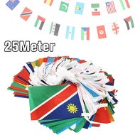 25 M World Flags String Bunting Banners Small Mini National Bunting Flags 100 Countries World Flags