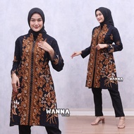 TUNIK BATIK KANCING DEPAN TERBARU BAJU KERJA ATASAN WANITA CANTIK