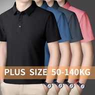 【Plus Size】9XL 8XL Men Thin Ice Silk Short Sleeve Breathable Business Work Top Oversize Polo Shirt