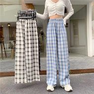 Wide leg plaid long pants women casual pants Seluar Panjang Perempuan longgar seluar tidurelephant p