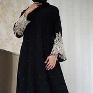 HITAM Abaya Arab Black Abaya Abaya Embroidery Combination Lace Dress Abaya Turkey Dubai India Arab | Gamis Abaya Arab Hi