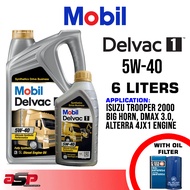 MOBIL 5W-40 Delvac 1 Fully Synthetic Oil 6 Liters for Trooper, Bighorn, DMAX, Alterra, 4JX1 Engine