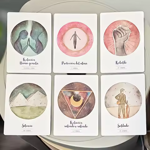 Past Lives Deck for Karma Soul Healing Double-Sided Embossed 42 Pcs Vidas Anteriores Oracle Cards Sp
