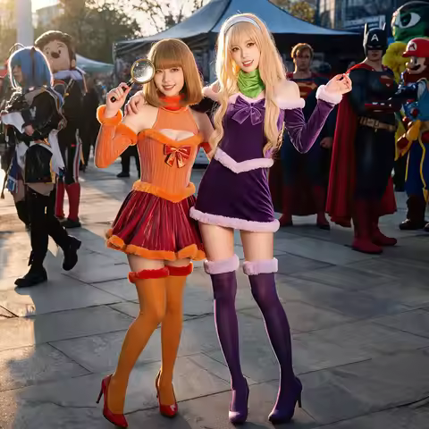 2026 Halloween Scooby Doo Daphne Cosplay Costume Women's Halloween Anime Character Costume Tube Mini