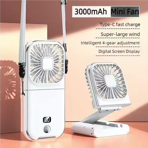 Foldable Hanging Neck Fan Cooling Desktop Refrigeration Handheld USB Mini Fan Camping Mute Ventilado