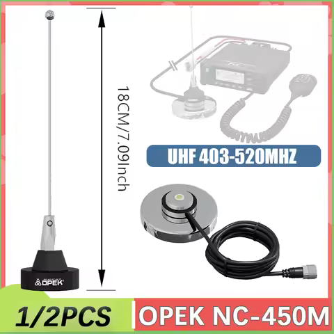 1/2PCS OPEK NC-450M Mini Car Antenna 18CM NMO UHF 403-520MHZ with PL259 Magnetic Mount 5CM Coaxial C