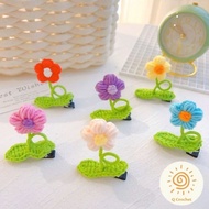 Handmade wool multicolored flower sprout hair clip
