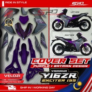 Y16 VELOZI Cover Set I Purple + Grey Batman Design I Purple Purba Sticker Tanam Full Set VELOZI For YAMAHA Y16ZR