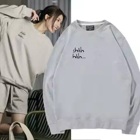 The Secret of Us LingOrm Same Velvet Round Neck Sweatshirt Hoodie with Letter Print Always Wonder Lo
