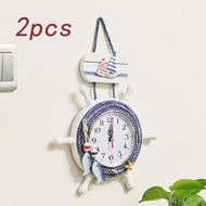 [Miskulu] Mediterranean Wall Clock Non Ticking Nautical Clock for Home Bathroom Indoor