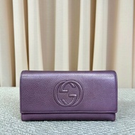 古馳Gucci紫色長款手拿包錢包 卡位多 容量足 攜帶便捷 日常通勤百搭實用