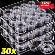 [Free Ship] Nail Arts Jewelry Storage Box - 3/7/10g Plastic Empty Box - Round Clear Jars - Travel Co