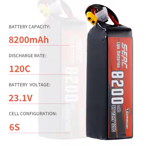 SUNPADOW 6S Lipo Battery for 1500mAh 7000 8200 22.2V 23.1V 120C with XT60 Plug for RC Racing Hobby