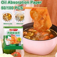 50/100pcs Disposable Oil Absorption Paper Food Soup Oil Absorbing Paper Sheet Oil Filter Kitchen 吸油纸