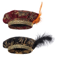 Medieval Hat 15th Century Renaissance Tudor Elizabethan Revolutionary Black and Gold Brocade Muffin 