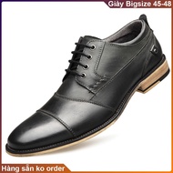 Leather office shoes, large dress shoes for men with big feet 29-31cm. Big size derby shoes 45 46 47