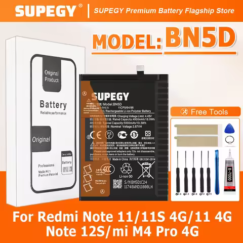 SUPEGY 100% New BN5D Battery For Xiaomi RedMi Note 11/Note 11S 4G/M4 PRO 4G/Redmi Note 12S/Redmi Not