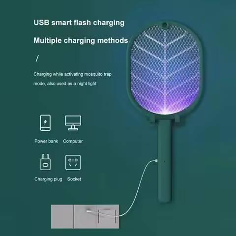 Electric Mosquito Killer Swatter Household Safety USB Rechargeable Electric Household Safety Mosquit