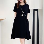 Plus Size Women's Short Sleeve Solid Color White Black Summer Dress Fashion XL-4XL Mini Female Dress