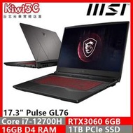 奇異果3C MSI GL76 12UEK-220TW i7-12700H/RTX3060/17.3"