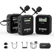 SYNCO Wireless Lavalier Microphone, G2(A2) 2.4G Dual Transmitter 48KHz 24Bit Lapel Mic 656FT 8H for 