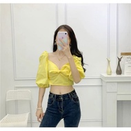 Yellow Crop Top Yellow Mini Crop Ribbon Top
