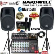 Paket Speaker 15 inch Aktif Pasif Crimson mixer Hardwell 8 channel Audio Outdoor indoor sound system profesional