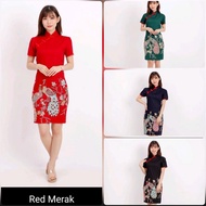 Dress Batik Cheongsam Lo8 031 fit to XL Navy Hijau Black Hitam Merah