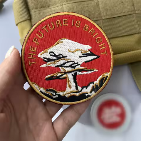 "THE FUTURE IS BRIGHT" Canceled Nuclear Atomic Bomb Morale Badge Mushroom Cloud Embroidered PatchesT