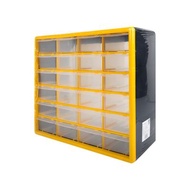 กล่องใส่อะไหล่พลาสติกแบบลิ้นชักติดผนัง 24 ช่อง GIANT KINGKONG HL3045-C ขนาด 19.5 นิ้ว สีใส - เหลือง