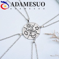 ADAMESUO 4pcs/set Jigsaw BFF Necklace, Rhinestone Necklace Combination Best  Forever Necklace, Color