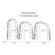 Metal Garden Arch Tubular Arbor Climbing Plant Support Trellis Planter Set with 3 Mounting Size Plan
