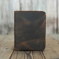 Crazy Horse Leather Men's Bifold Wallet Handmade Genuine Leather Wallet Driver's License I5R3