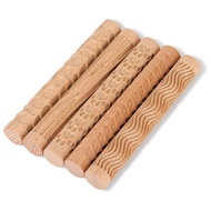 Wooden Texture Mud Roller Pattern Embossed Polymer Clay Rolling Pin Ceramic Pottery Art Pressed Roll