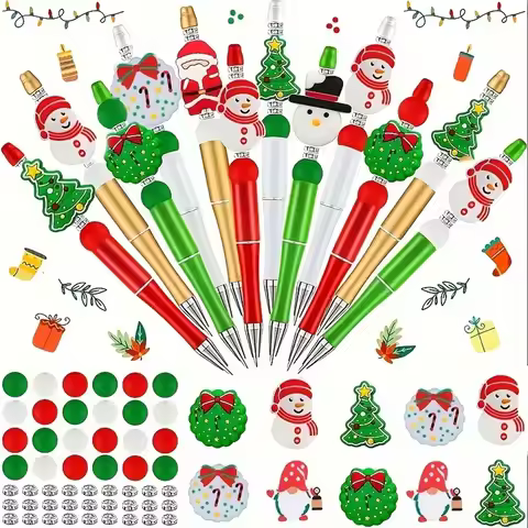 32/37/50/98PCS Christmas Bead Pen Silicone Beads Set, Perfect for DIY Keychains, Necklaces, Bracelet