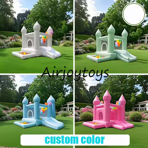 9x9x7ft White Bounce House Customization kids bounce jumping house With Ball Pit For Toddlers Inflat