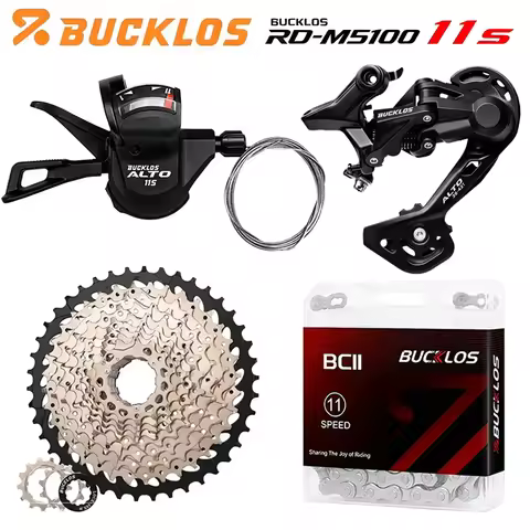 BUCKLOS M5100 11 Speed Groupset Bicycle Shifter Rear Derailleur MTB Bike 11-36T 42T Cassette 11S Cha