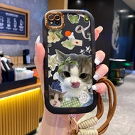 Case For Xiaomi Redmi 9C NFC 10A POCO C31 C3 Phone Cat Coffee Silicone Shockproof Strap