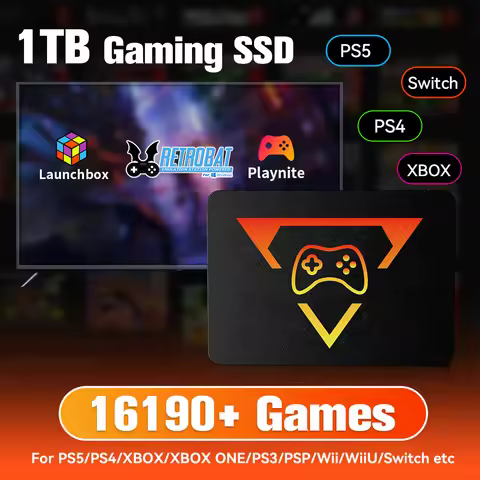 External 1T SSD Retrobat & Playnite & Launchbox Game Console with 16191 Retro/AAA/3D Games for PS5/P