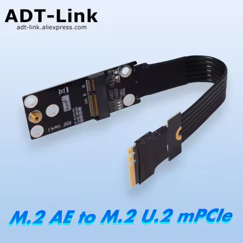 ADT M.2 Key A.E. WiFi SSD to PCI-E 3.0 4.0 Adapter Riser Card Flexible Flat Cable M.2 NVMe mPCIe U.2