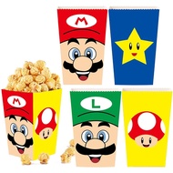 6 Pcs Party Favor Boxes for Kids Birthday Party Supplies, Mario Party Popcorn boxes for Kids Party Favors