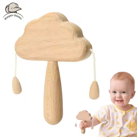 Natural Wooden Cloud Rattle Baby Toys Babies Newborn Accessories Interactive Toys for Kids Safe Non-
