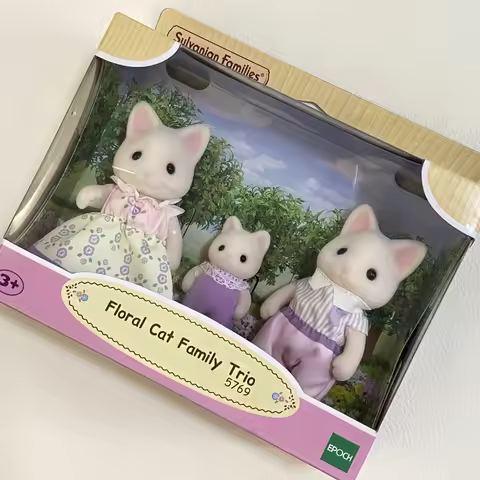 Genuine Sylvanian Families Anime Figures Calico Critters Set Floral Cat Chocolate Rabbit Elephant Pa