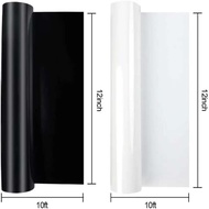 for Transfer T Shirts 2 Rolls of 12in x 10ft (30.5cmx300cm) Weed Iron on HTV Heat Press Vinyl (Blac