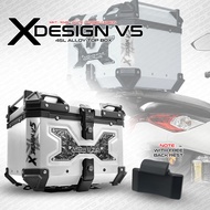 MOKOTO 45L ALLOY TOP BOX X-DESIGN V5 WITH BACK REST HEAVY-DUTY REAR L BOX UNIVERSAL FOR MOTORCYCLE S