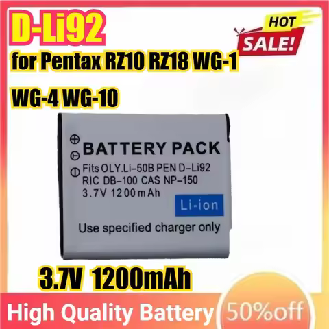 D-Li92 DLi92 Camera Batteries for Pentax RZ10 RZ18 WG-1 WG-4 WG-10 for Olympus u6010 u9010 Li-50B SH