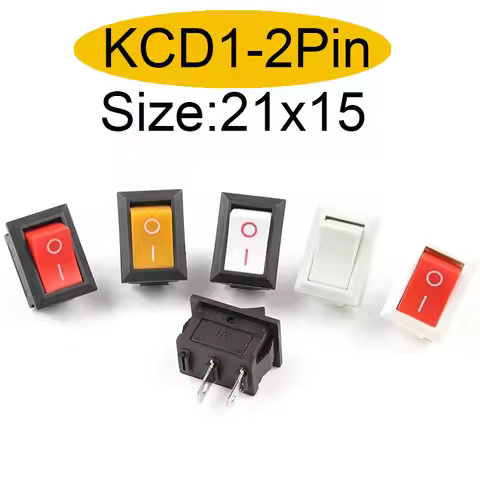 5/10Pcs 2Pin 21X15mm Rocker Switch 2 Position 6A/250VAC Power Switch ON-OFF Red Blue Green Yellow Bl