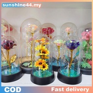shine Sunflower Night Light Flower Glass Cover Lamp Shade Rose LED Light Foil Flower Creative Deskto