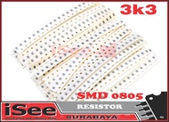Resistor smd 0805 3k3 3,3K kilo ohm 3300 Ohm Toleransi 1% tolerance